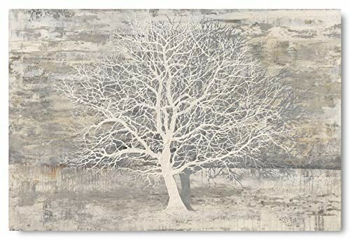 Abstract painting of a white tree on a textured background