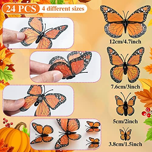 Four different sizes of butterfly decorative stickers.