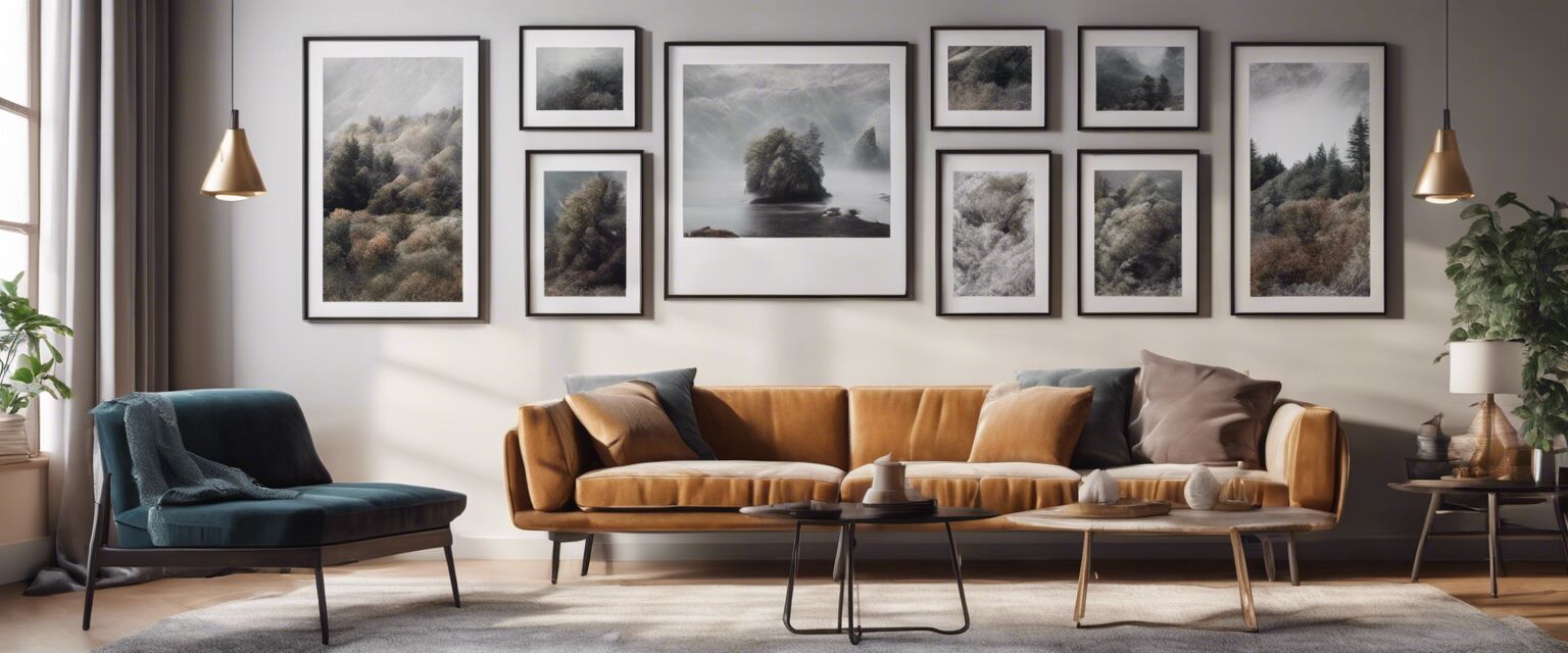 Decorated living room featuring art prints.