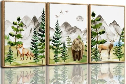 CHDITB Watercolor Forest Animal Nursery Wall Art