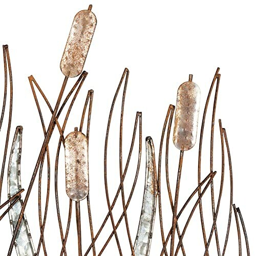 Metal wall art with cattail reeds design