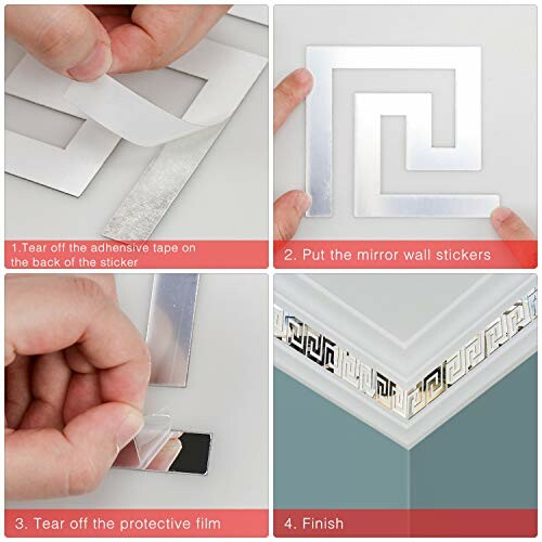 Steps to apply mirror wall stickers on a surface.