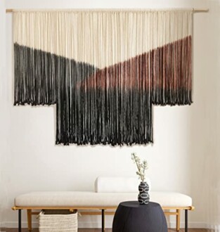 Macrame Wall Hanging Large Black Tie-Dye