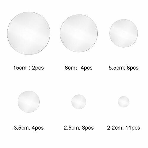 Set of round mirrors in various sizes with quantities listed.